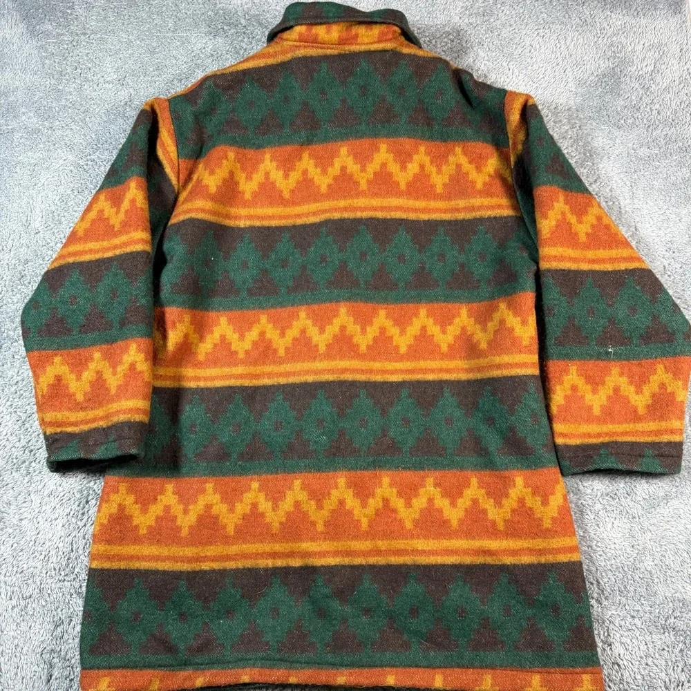 VTG 80s Toggle Coat Men Medium Aztec Southwestern Wool Blend Angel Fashions